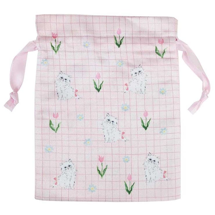 cinemacollection 利光春華 巾着袋 サテン巾着 tulip cat Green Flash きんちゃくポーチ 小物入れ グッズ 浴衣・着物