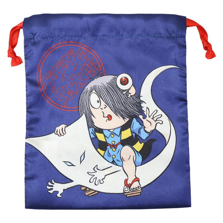 Other - cinemacollection ゲゲゲの鬼太郎 巾着袋 リボン巾着 ロゴ NV 水木プロ スモールプラネット ギフト コスメポーチ かわいい アニメキャラクター グッズ 浴衣・着物