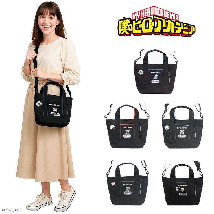 Tasche Jack 【outdoor products】ha03 僕のヒーローアカデミア 缶バッチ付きトートショルダー 緑谷出久 爆豪勝己 轟焦凍 死柄木弔 バッグ・鞄