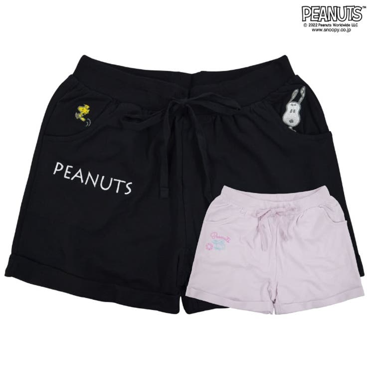 Cotton - 【10％OFFクーポン！5/16(土)1:59まで】CharaBasket スヌーピー ショート パンツ ウッドストック 裏毛 刺繍 PEANUTS パンツ・ズボン