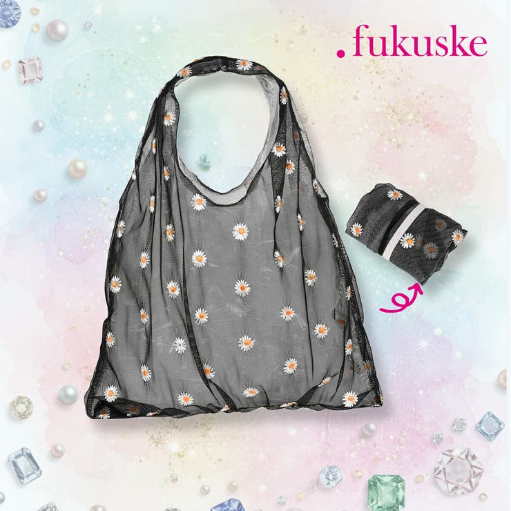 福助オンラインストア . fukuske(ドットフクスケ) バッグ マーガレット柄 チュール素材 (9330-303) バッグ・鞄