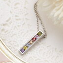 【マラソン期間中 5%OFFクーポン】アクセサリーショップPIENA ジルコニアが7粒輝くマルチカラーネックレス ペンダント スクエアモチーフ 40cmボールチ...