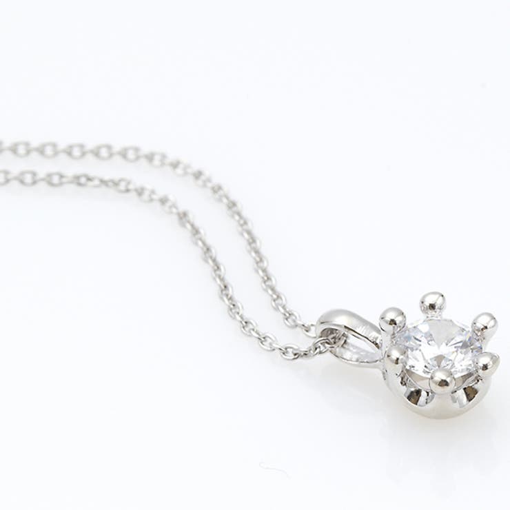 アクセサリーショップPIENA ネックレスペンダント シルバー925製 キュービックジルコニア ショートネックレス 1粒 ミルククラウン シンプル 華やか キュート アクセサリー