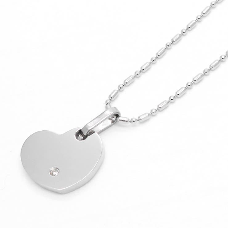 アクセサリーショップPIENA ハートモチーフ トップ ネックレス ペンダント ラインストーン ハート モード ステンレス ボールチェーン プレゼント ギフト ...