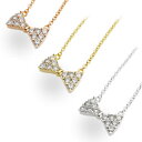 【マラソン期間中 5%OFFクーポン】アクセサリーショップPIENA リボンの枠にジルコニアを敷き詰めたペンダントネックレス シルバー ゴールド ピンクゴールド...