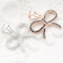 【マラソン期間中 5%OFFクーポン】アクセサリーショップPIENA ネックレス ペンダント シルバー925製 低アレルギー リボン パヴェりぼん キュート キ...