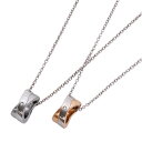 【マラソン期間中 5%OFFクーポン】アクセサリーショップPIENA 天然ダイヤモンド サージカルステンレス316L製 2つのリングがクロスしたペンダントネック...