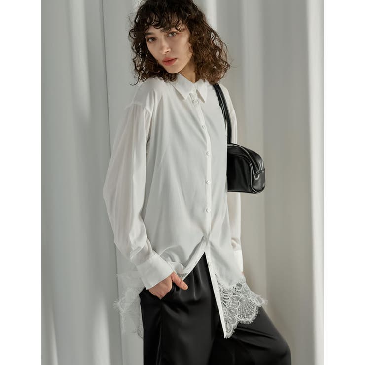 Re:EDIT [2026S/S COLLECTION]裾ランダムレースポプリンチュニックシャツ トップス shoplistselect-10492682 SHOPLIST サンプル画像3