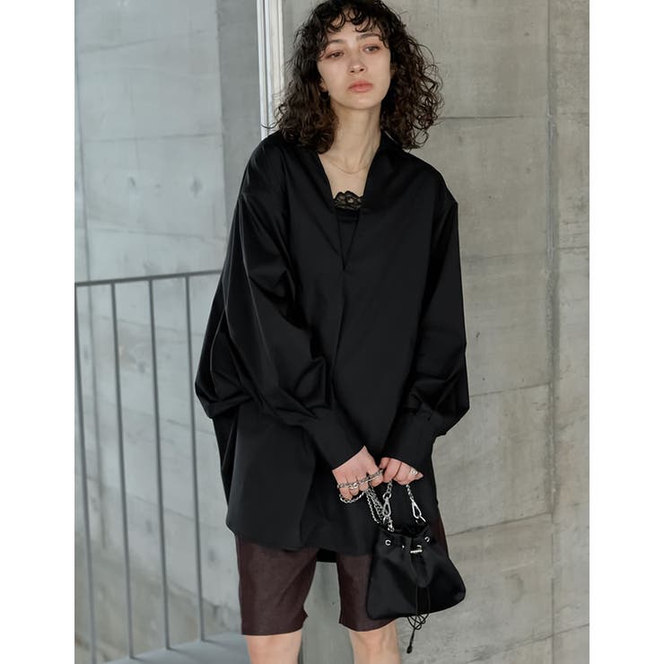 Re:EDIT [2026S/S COLLECTION]オーバーサイズVネックスキッパーブロードチュニックブラウス トップス shoplistselect-10492684 SHOPLIST サンプル画像3