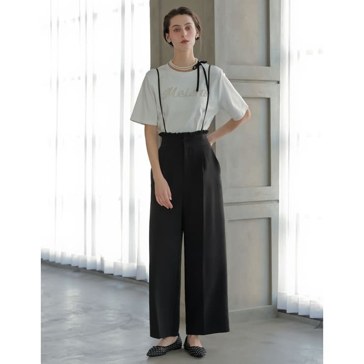 【10％OFFクーポン！9/11(金)1:59まで】Re:EDIT [2026S/S COLLECTION][MEISM by Re:EDIT][低身長/高身長サイズ有]ダブルクロスフリルサロペット パンツ・ズボン shoplistselect-10492698 SHOPLIST サンプル画像2
