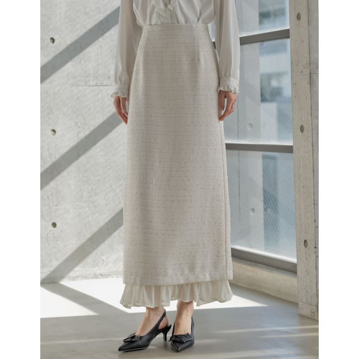 Re:EDIT [2026S/S COLLECTION][MEISM by Re:EDIT][低身長サイズ有]ラメツイード裾シアーフリルナローロングスカート スカート shoplistselect-10492699 SHOPLIST サンプル画像3