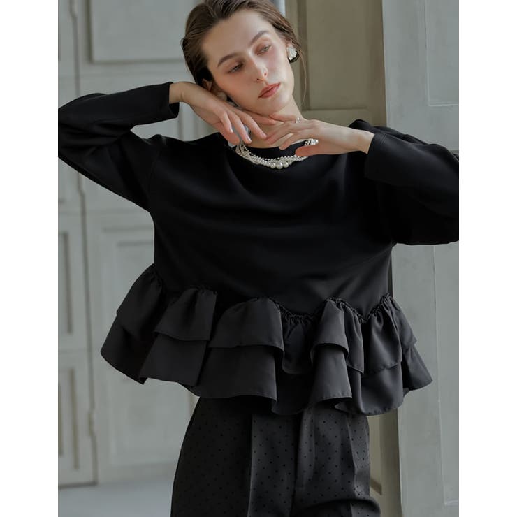 Re:EDIT [2026S/S COLLECTION][MEISM by Re:EDIT]ダンボールスウェットウェーブフリル切替プルオーバー トップス shoplistselect-10492692 SHOPLIST サンプル画像2