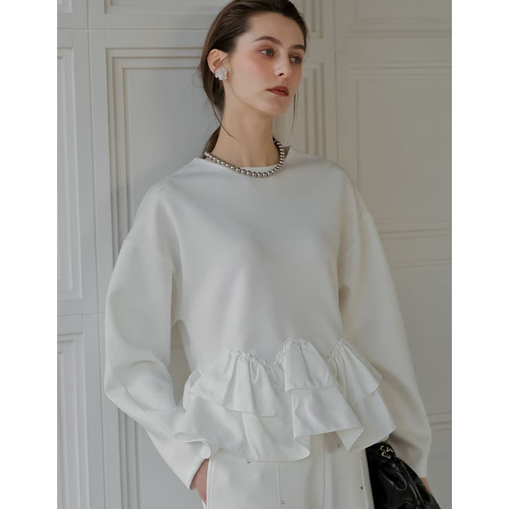 Re:EDIT [2026S/S COLLECTION][MEISM by Re:EDIT]ダンボールスウェットウェーブフリル切替プルオーバー トップス shoplistselect-10492692 SHOPLIST サンプル画像3