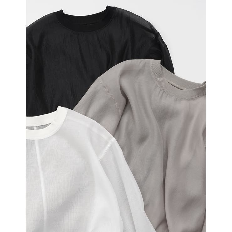 Re:EDIT [2026S/S COLLECTION]ソフトオーガンジーアウトステッチシアーリブプルオーバー トップス shoplistselect-10492678 SHOPLIST サンプル画像2