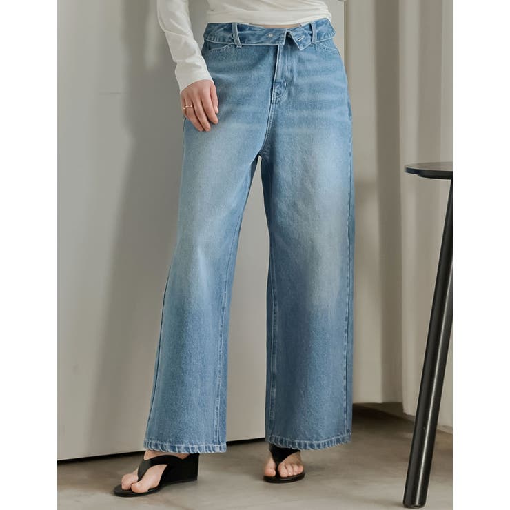 【10％OFFクーポン！9/11(金)1:59まで】Re:EDIT [DENIM COLLECTION][2026S/S COLLECTION][低身長/高身長サイズ有]折り返しウエストコットンワイドデニムパンツ パンツ・ズボン shoplistselect-10492693 SHOPLIST サンプル画像3