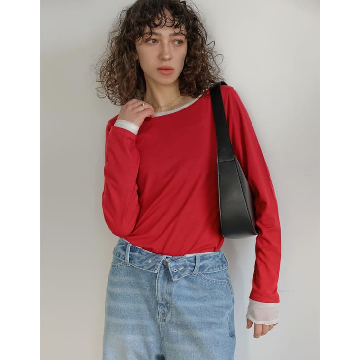【エントリーでP10倍！9日(金)1:59まで】Re:EDIT [2026S/S COLLECTION]アンチピリングチュールレイヤード風配色トップス トップス shoplistselect-10492680 SHOPLIST サンプル画像3