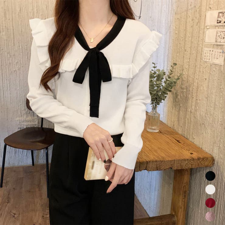 【10％OFFクーポン！2/23(月)1:59まで】Miniministore ボウタイニットトップス レディース 大人 トップス