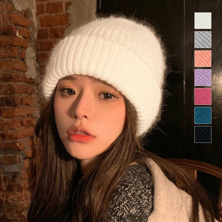 アクセサリーショップPIENA ニット帽 レディース 秋冬 ニットキャップ 帽子 ポリエステル リブ 無地 シンプル 大人っぽい 暖かい アクセント 白 帽子