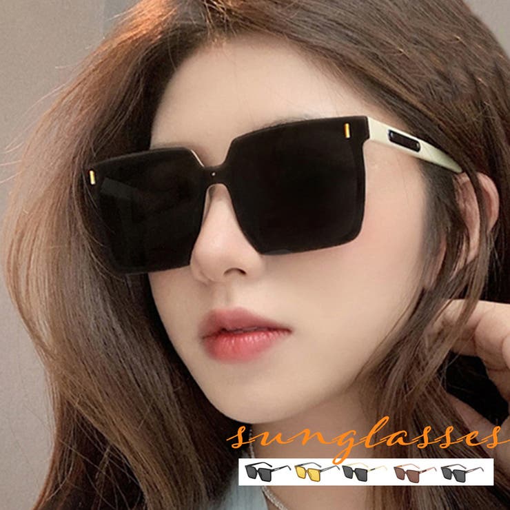 アクセサリーショップPIENA サングラス レディース 春夏秋 スクエア ビックフレーム 伊達メガネ 合成樹脂 UV対策 大人っぽい シンプル おしゃれ 黒 小物