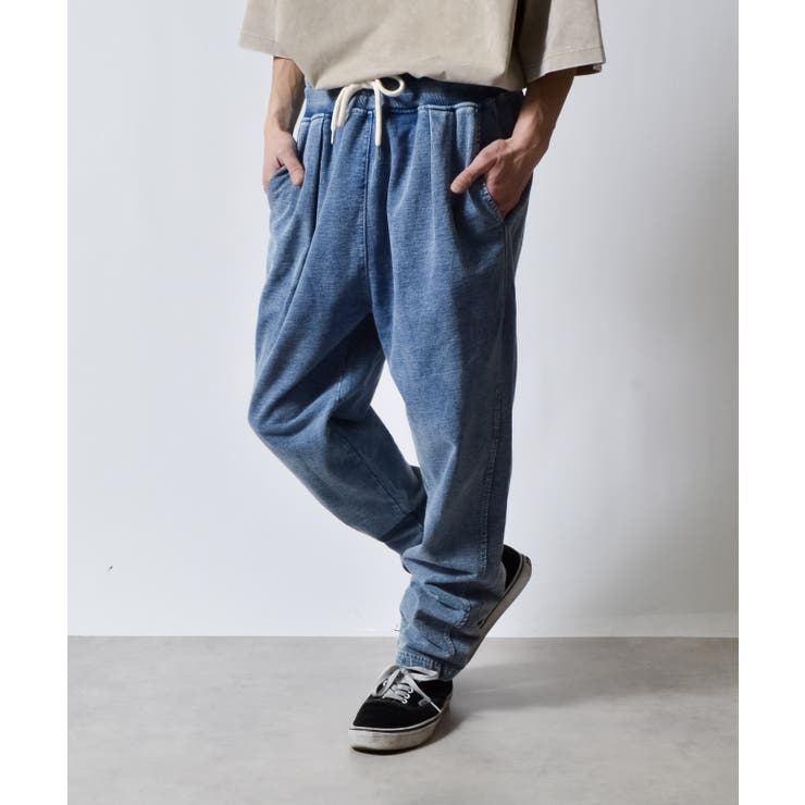 MODISH GAZE ケミカルウォッシュスウェットイージータックテーパードパンツ パンツ・ズボン