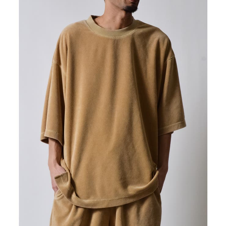 MODISH GAZE スノーウォッシュクルーネックパイルTシャツ トップス