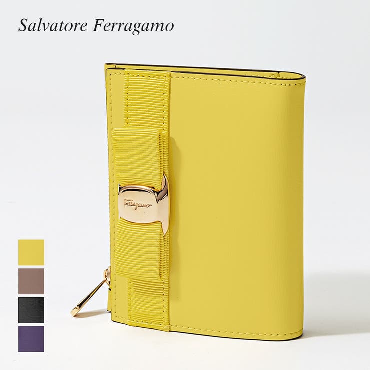 【10％OFFクーポン！5/16(土)1:59まで】U-STREAM サルヴァトーレ フェラガモ Salvatore Ferragamo 22E009 二つ折り財布 レディース 小物 ヴァラ リボン ミニ財布 小銭入れ シンプル 小物 プレゼント お祝い
