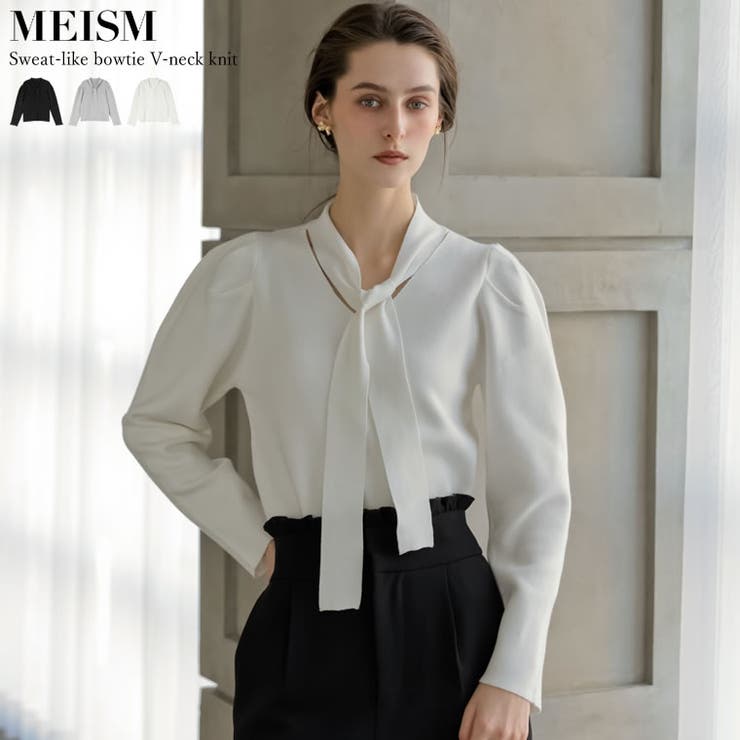 Re:EDIT [2026S/S COLLECTION][MEISM by Re:EDIT]スウェットライクボウタイVネックニット トップス shoplistselect-10494481 SHOPLIST パッケージ画像