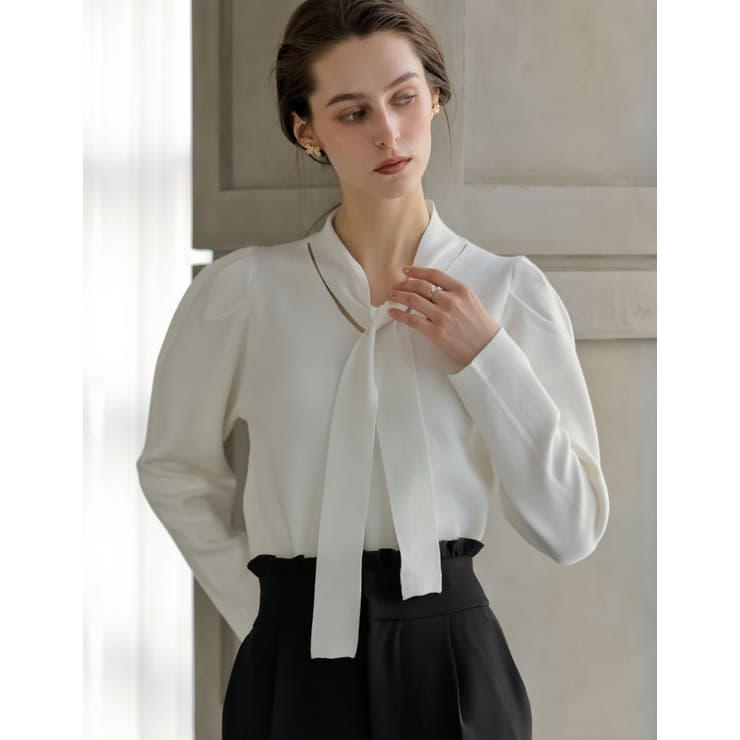 Re:EDIT [2026S/S COLLECTION][MEISM by Re:EDIT]スウェットライクボウタイVネックニット トップス shoplistselect-10494481 SHOPLIST サンプル画像3