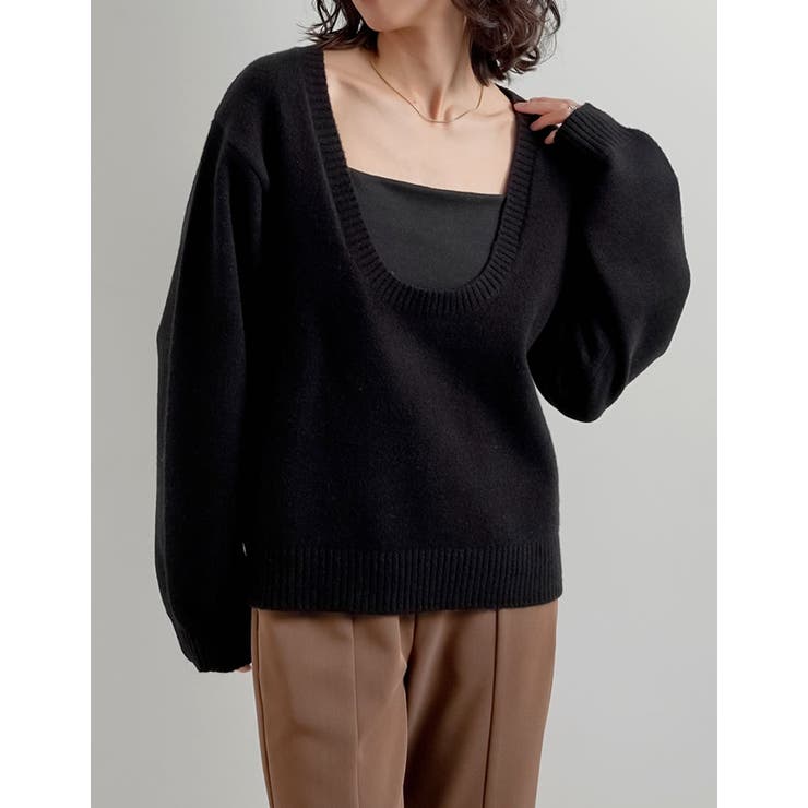 Re:EDIT アルパカタッチ深Uネックトップス トップス shoplistselect-10494478 SHOPLIST サンプル画像3