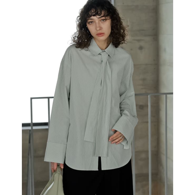 Re:EDIT [2026S/S COLLECTION]ボウタイビッグリボンサッカーストライプシャツ トップス shoplistselect-10494475 SHOPLIST サンプル画像3