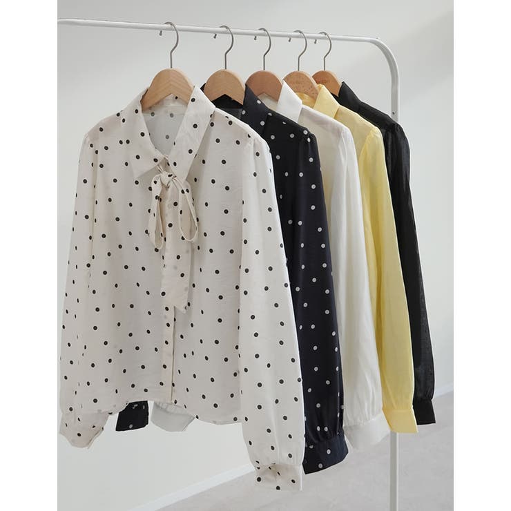 Re:EDIT [2026S/S COLLECTION]マルチウェイドットor無地リボンタイ付きシアーシャツ トップス shoplistselect-10494476 SHOPLIST サンプル画像2