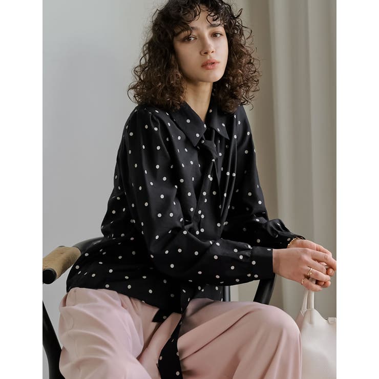Re:EDIT [2026S/S COLLECTION]マルチウェイドットor無地リボンタイ付きシアーシャツ トップス shoplistselect-10494476 SHOPLIST サンプル画像3