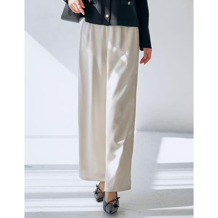 Re:EDIT [2026S/S COLLECTION][低身長/高身長サイズ有]サテンライクウエストドロストパンツ パンツ・ズボン shoplistselect-10494486 SHOPLIST サンプル画像3