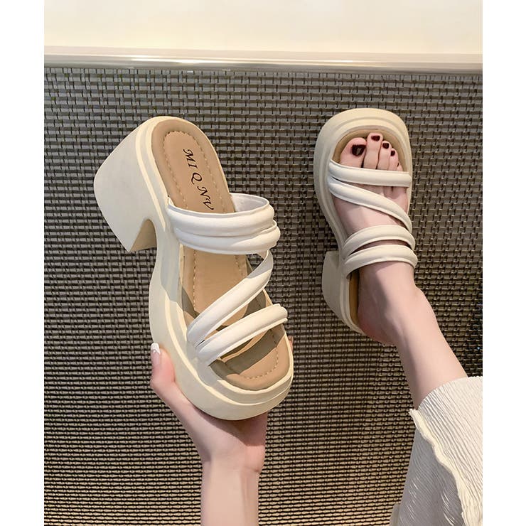 【20％OFFクーポン！7/5(日)限定】Miniministore ミュールサンダル 厚底 太ヒール ...