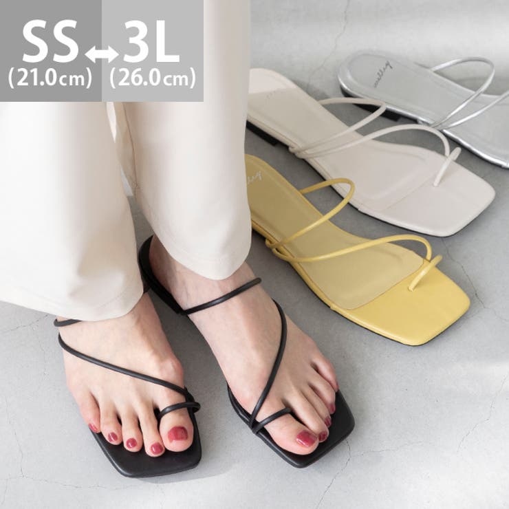welleg ストラップサンダル 脱げない レディース フラットヒール ぺたんこ ローヒール 痛くない 歩きやすい スクエアトゥ つっかけ 細ストラップ 華奢 きれいめ おしゃれ シューズ・靴