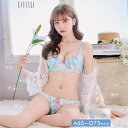 Dazzy ブラジャー ショーツ セット スイート フラワー バタフライ ブラジャー & バック透け フルバック ショーツ 下着 レディース セット インナー・下着