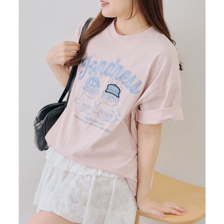 【10％OFFクーポン！3/26(木)1:59まで】NICE CLAUP / OLIVE des OLIVE OUTLET ウサギニット帽Tシャツ トップス