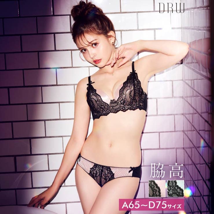 Dazzy ブラジャー 脇高ブラジャー ショーツ セット 下着 グロス シアーレース リボン 脇高 ブラジャー & フルバック ショーツ ブラジャー ショーツ セット 脇肉 贅肉 盛りブラ ブラ セット 下着 レディース セット drw 寄せ 上げ(4.0)