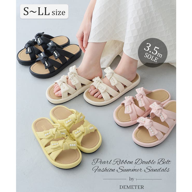 DEMETER 【26年春夏新作】パールリボン ダブルベルト サンダル シューズ・靴