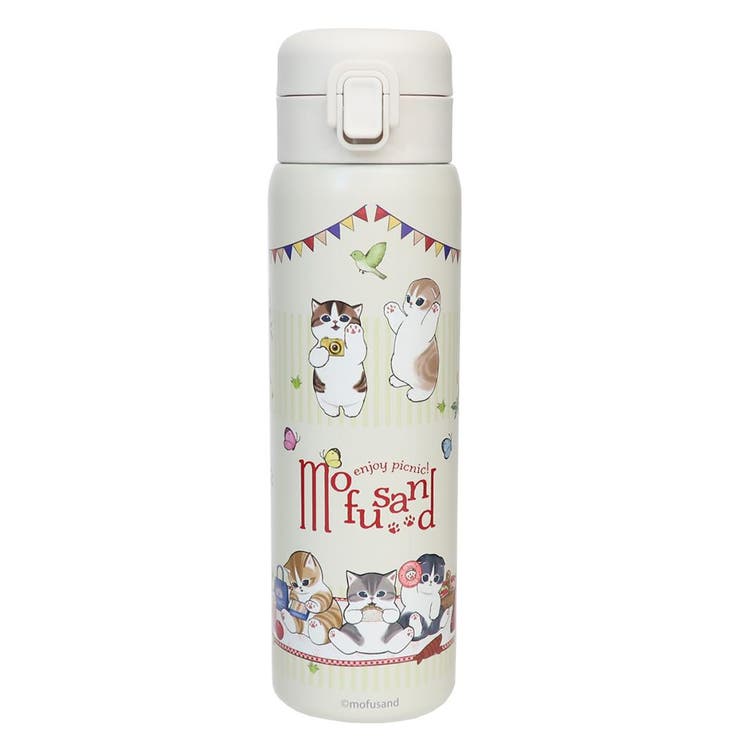 cinemacollection モフサンド 保温保冷水筒 ステンレスワンプッシュボトル480ml ピクニック mofusand 東亜金属 ロック機能 ワンタッチ キャラクター グッズ 食器・キッチン用品