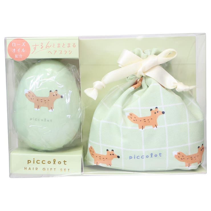 cinemacollection ピッコロット ブラシ ヘアブラシ＆巾着 きつね クーリア プレゼント かわいい グッズ ヘアケア