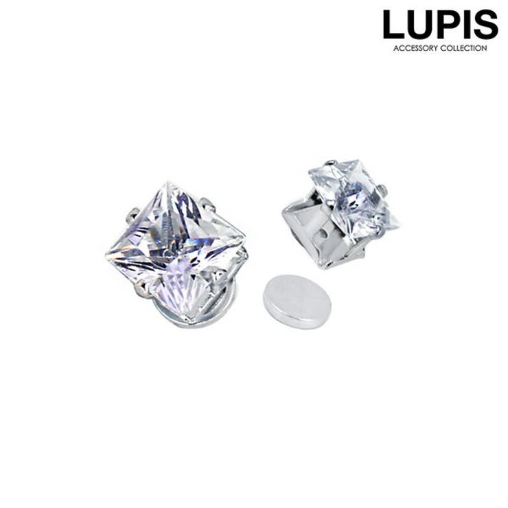 LUPIS 【磁石ピアス】スクエアカットマグネットピアス アクセサリー