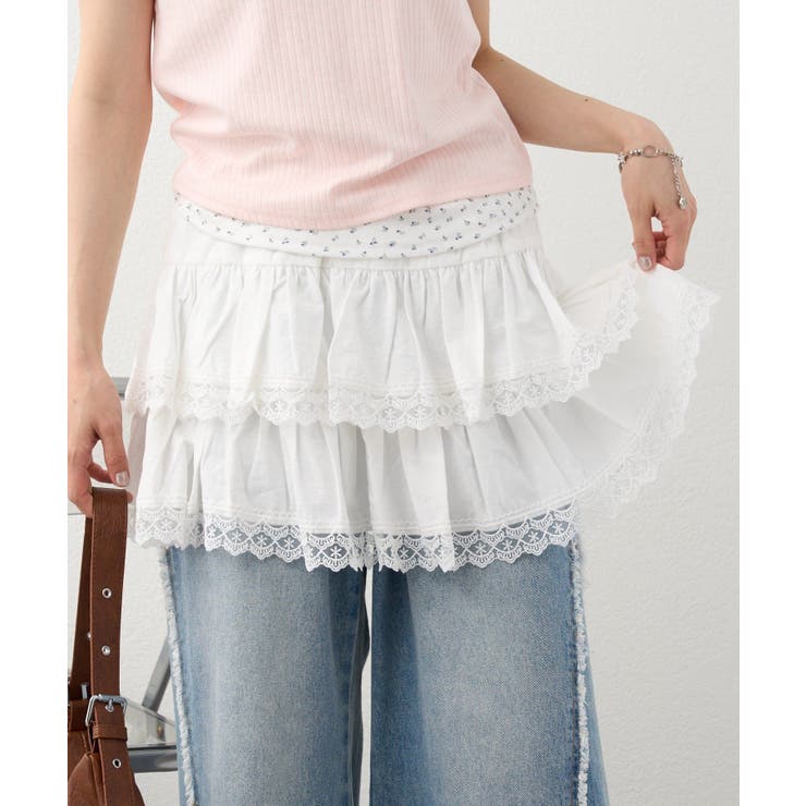 PAL GROUP OUTLET 【w closet】フリルティアードミニスカパン スカート