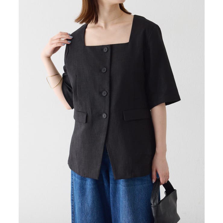 【20％OFFクーポン！4/15(水)限定】PAL GROUP OUTLET 【Omekashi】スクエアハーフスリーブジャケット アウター(コート・ジャケットなど)