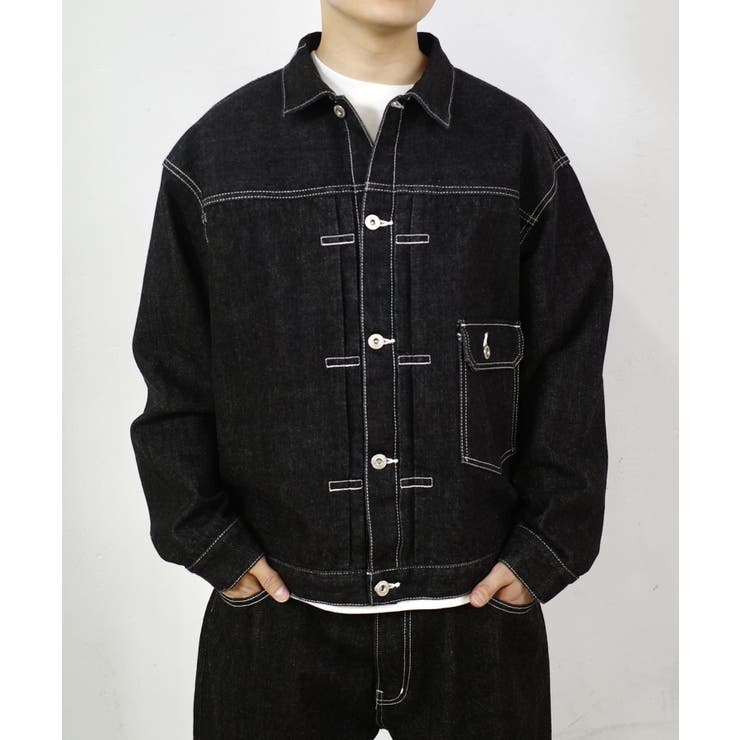 PAL GROUP OUTLET 【WHO'S WHO gallery】SOURブラックデニムジャケット アウター(コート・ジャケットなど)
