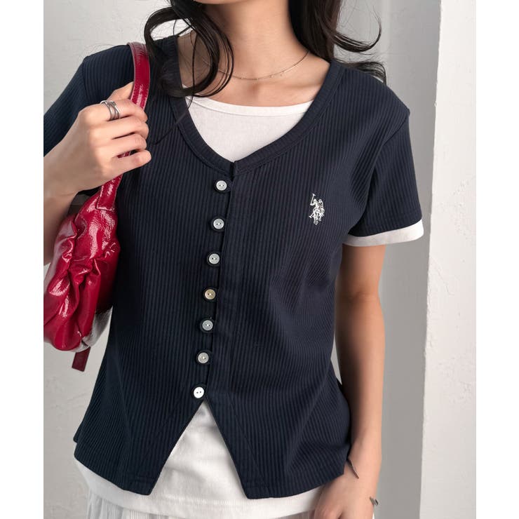 【20％OFFクーポン！7/25(土)限定】RANAN ＜U.S.POLO ASSN.＞バイカラーレイヤード風カットソーTシャツ トップス