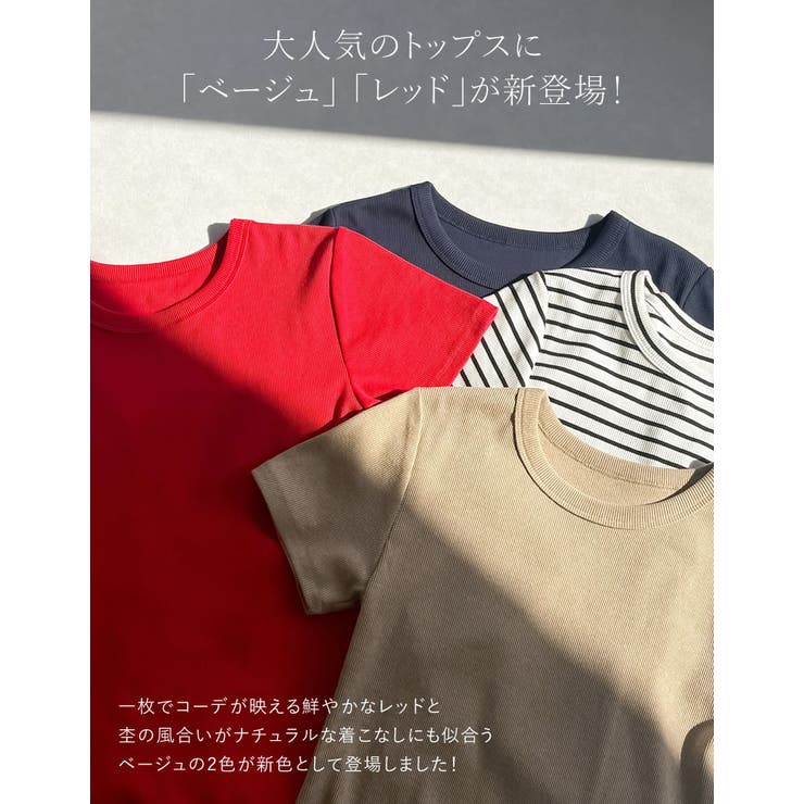 Re:EDIT [新色追加][累計販売枚数2.1万枚突破][華奢見えリブTシャツ]テレコリブクルーネック半袖Tシャツ トップス shoplistselect-10355850 SHOPLIST サンプル画像2