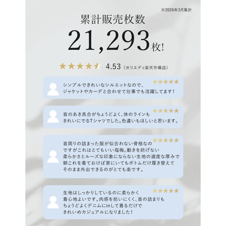 Re:EDIT [新色追加][累計販売枚数2.1万枚突破][華奢見えリブTシャツ]テレコリブクルーネック半袖Tシャツ トップス shoplistselect-10355850 SHOPLIST サンプル画像3