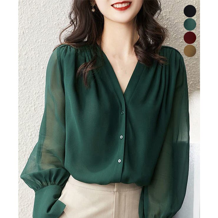 【マラソン期間中 5%OFFクーポン】Miniministore シフォンブラウス 通勤シースルートップス トップス