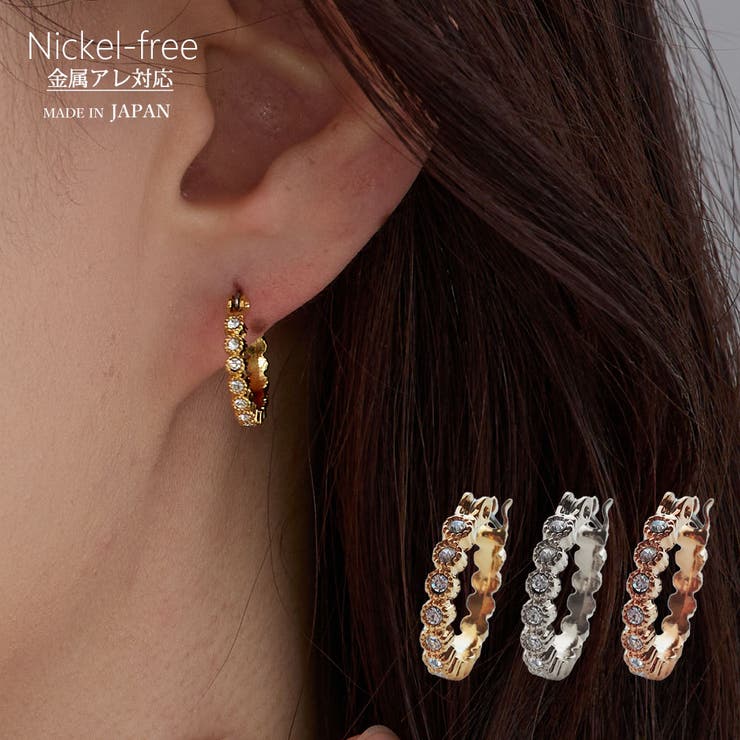 【20％OFFクーポン！3/21(土)限定】Melody Accessory ピアス 日本製 キャッチレス ラップピアス K18GP チタンポスト フープ レディース メンズ 純チタン おしゃれ ピンクゴールド シンプル シンプル ゴールド アクセサリー